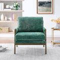 Fauteuil en velours vert 35.4 avec cadre en bois d'hévéa massif