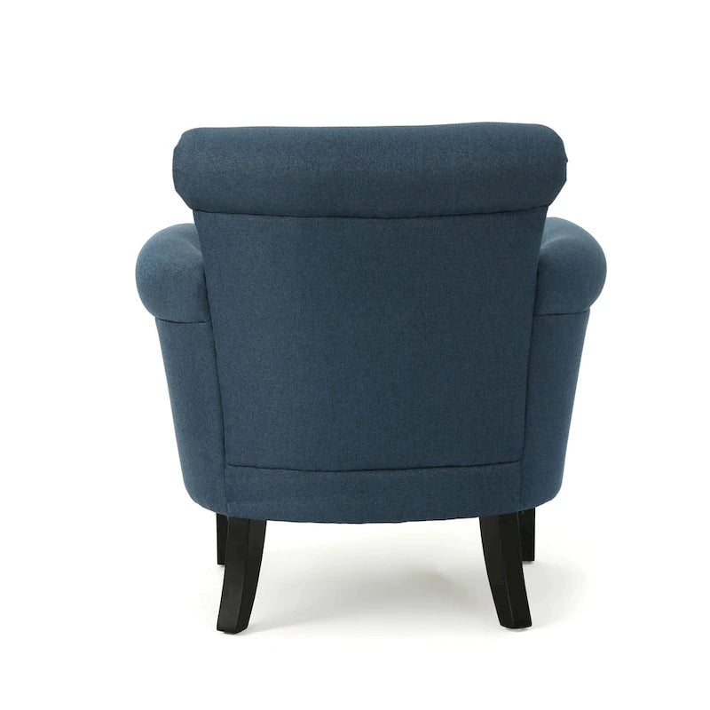 Fauteuil de club tapissé bleu marine 31 avec clous décoratifs