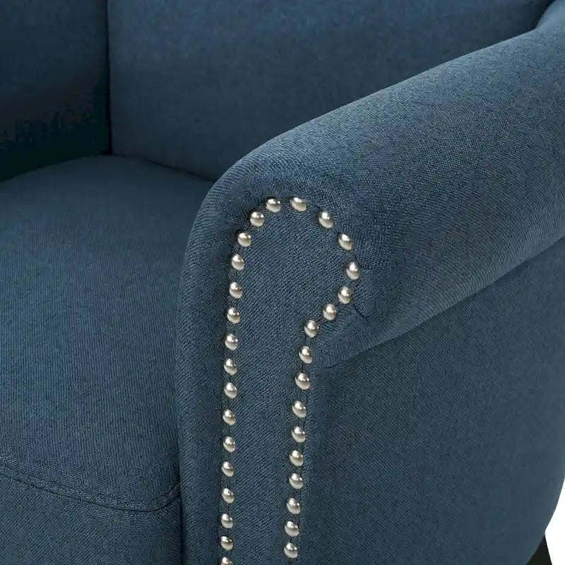 Fauteuil de club tapissé bleu marine 31 avec clous décoratifs