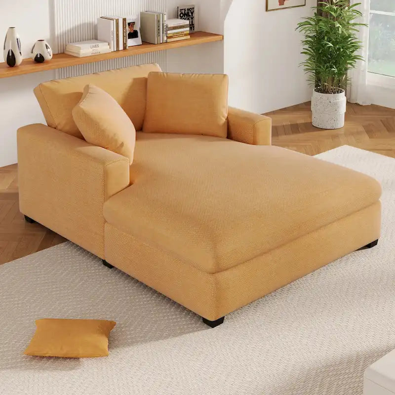 Chaise longue jaune 53,5 avec pieds en bois