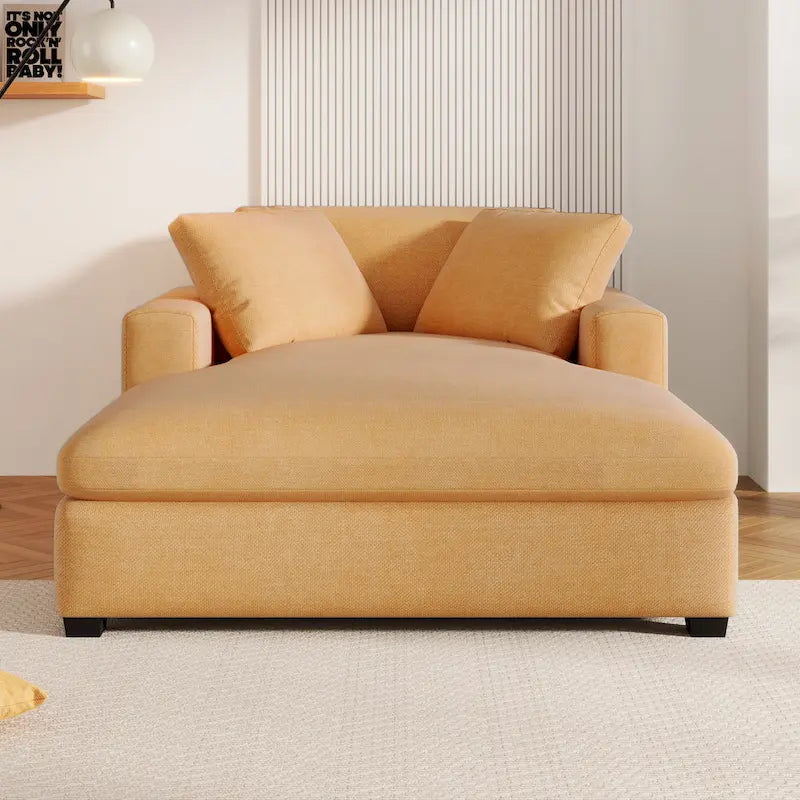 Chaise longue jaune 53,5 avec pieds en bois