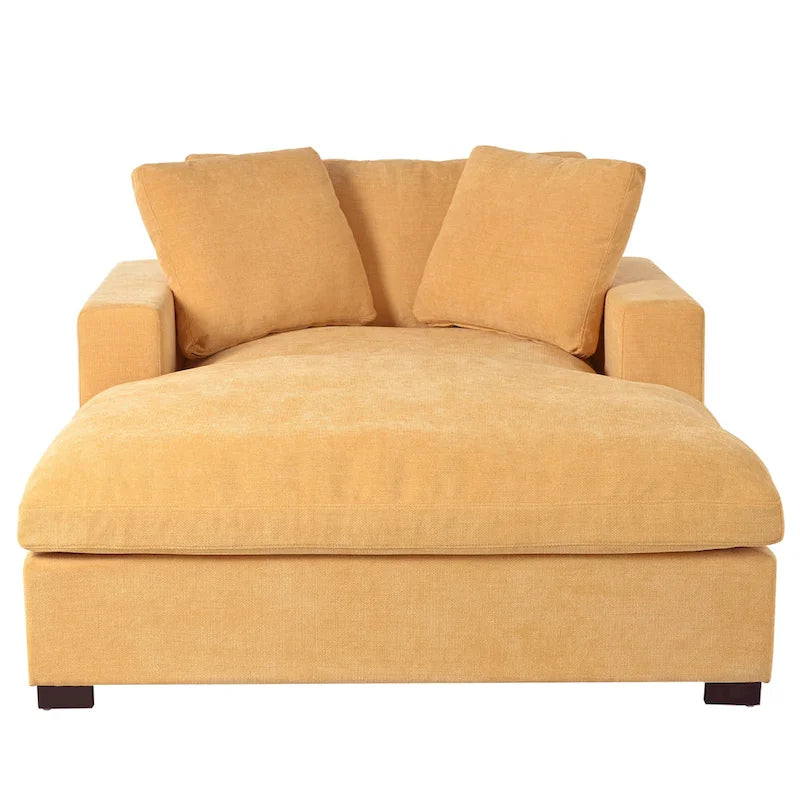 Chaise longue jaune 53,5 avec pieds en bois