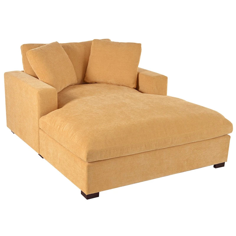 Chaise longue jaune 53,5 avec pieds en bois