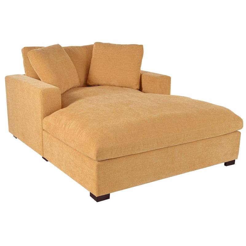 Chaise longue jaune 53,5 avec pieds en bois
