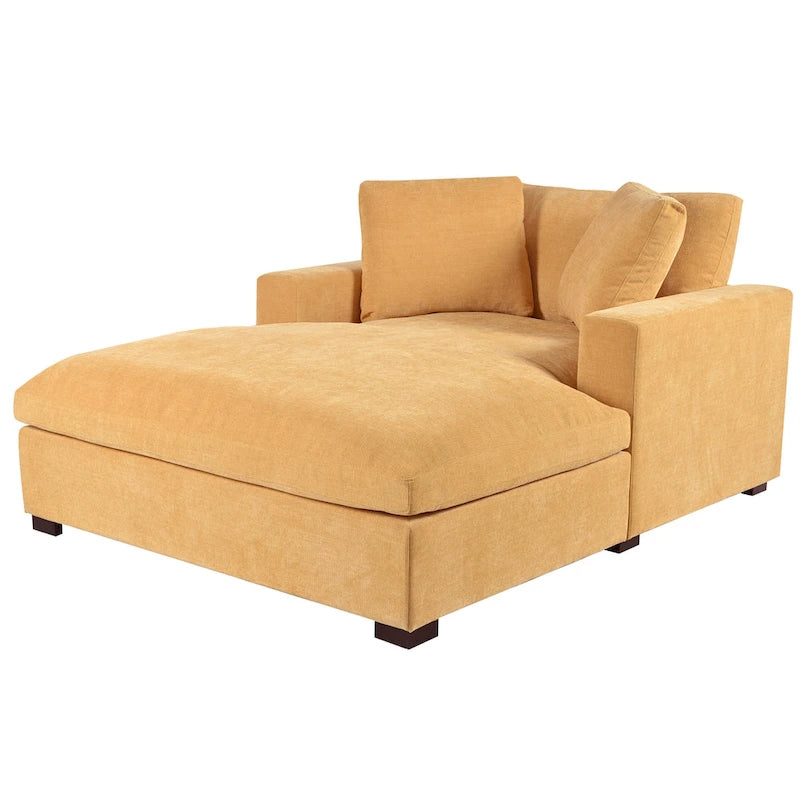 Chaise longue jaune 53,5 avec pieds en bois