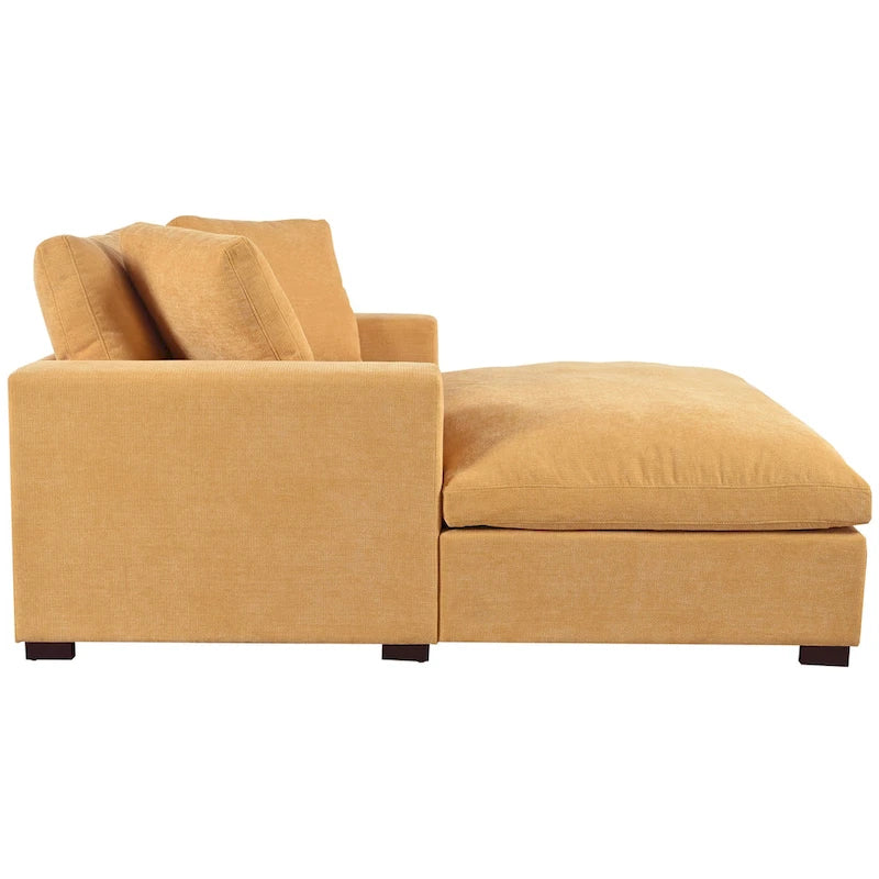 Chaise longue jaune 53,5 avec pieds en bois