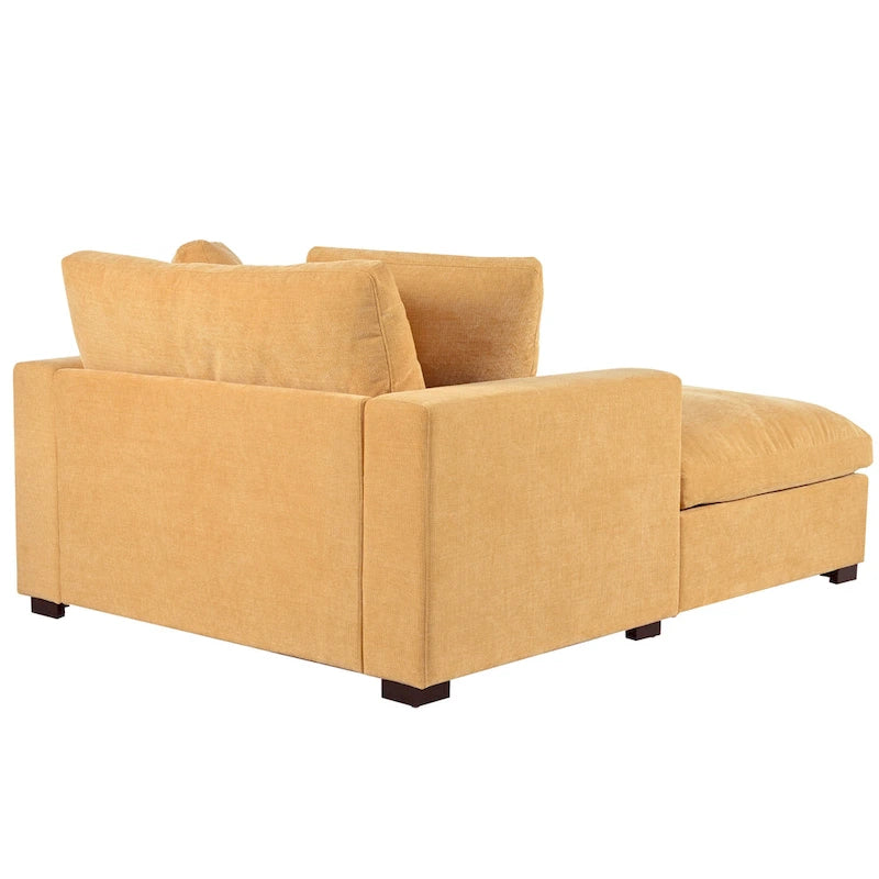 Chaise longue jaune 53,5 avec pieds en bois