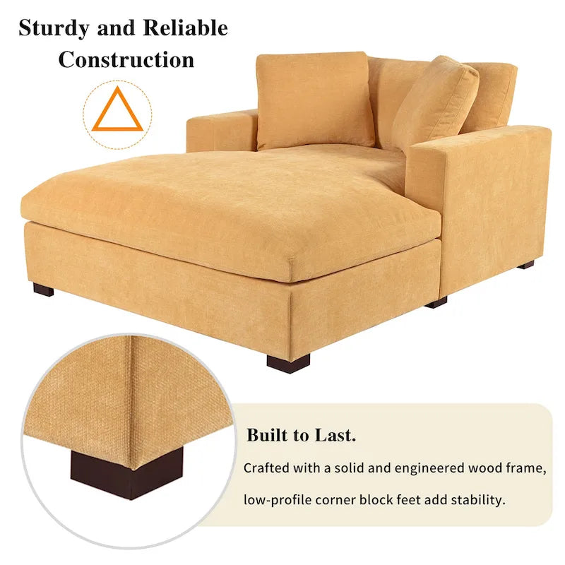 Chaise longue jaune 53,5 avec pieds en bois