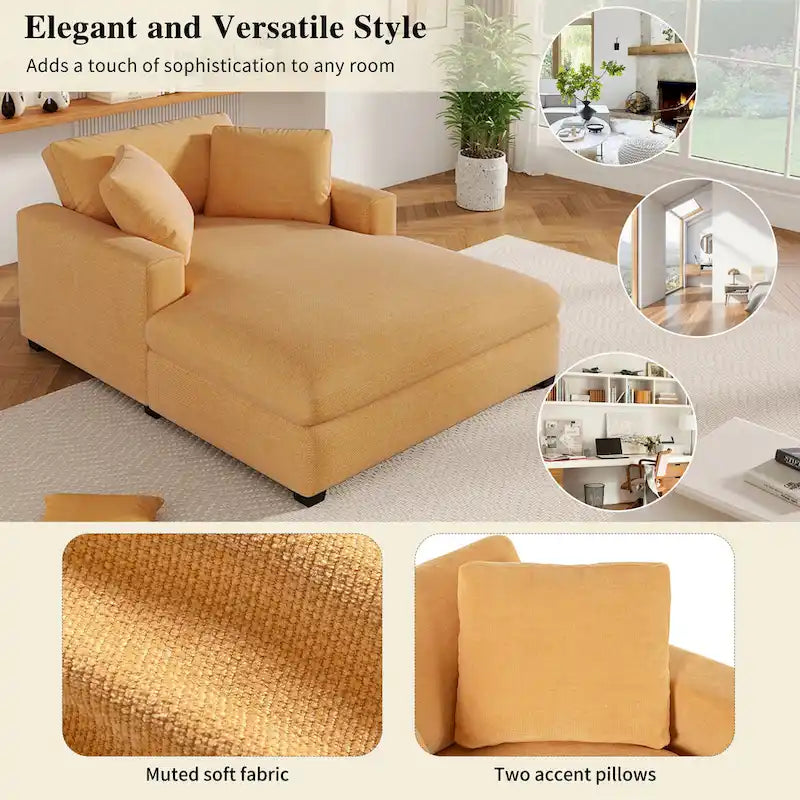 Chaise longue jaune 53,5 avec pieds en bois