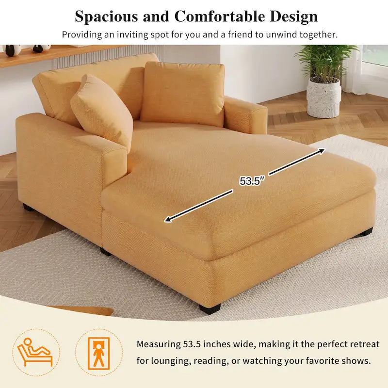 Chaise longue jaune 53,5 avec pieds en bois