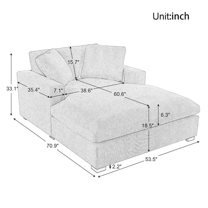 Chaise longue jaune 53,5 avec pieds en bois