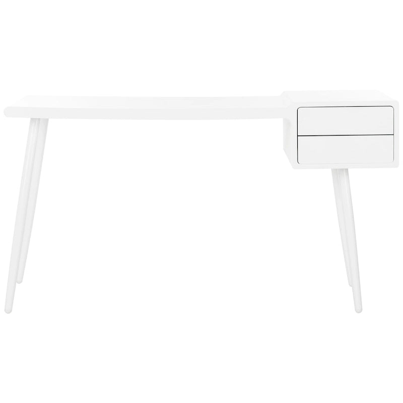 Bureau scandinave blanc à deux tiroirs du milieu du siècle