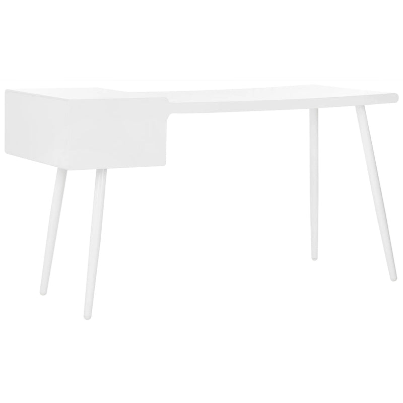 Bureau scandinave blanc à deux tiroirs du milieu du siècle