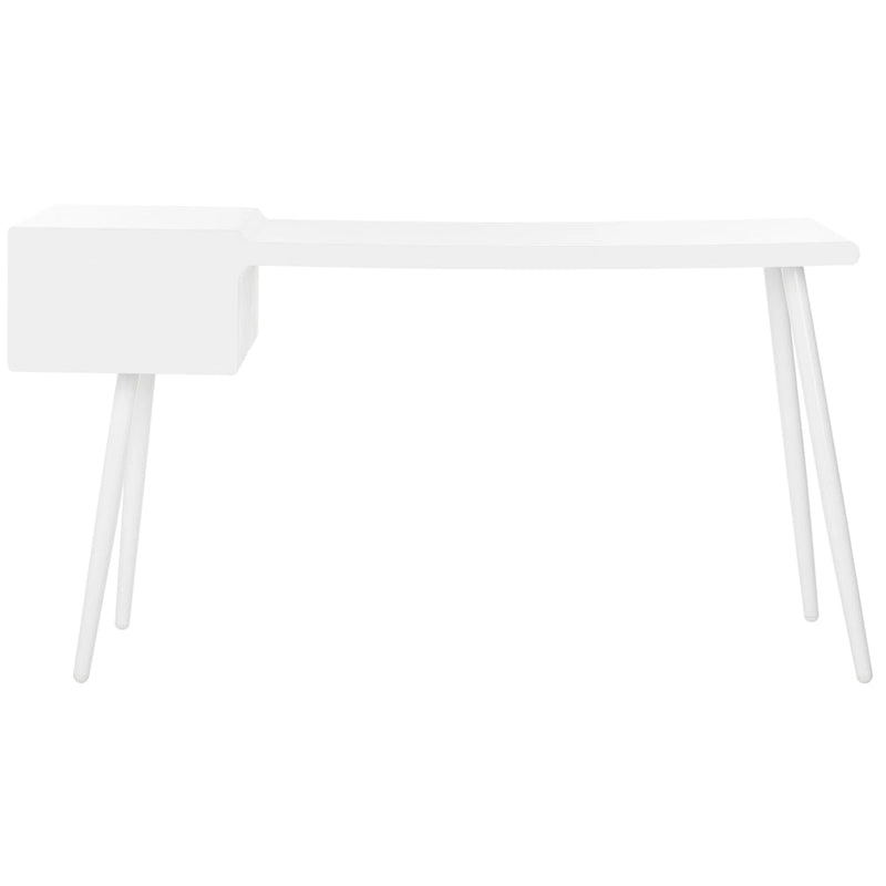 Bureau scandinave blanc à deux tiroirs du milieu du siècle