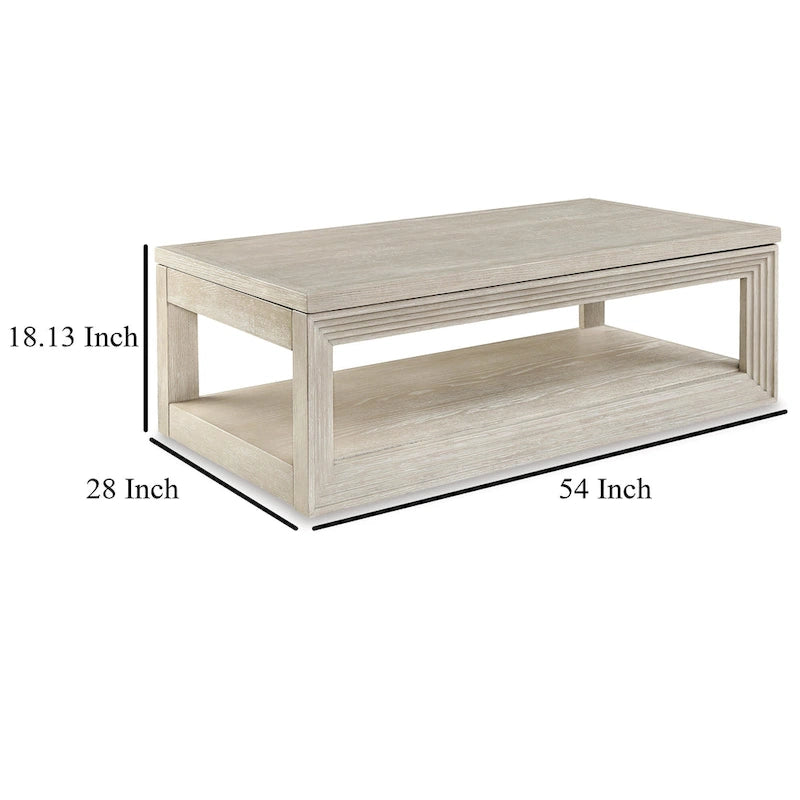 Table basse relevable, rangement dissimulé, 54 pouces gris délavé