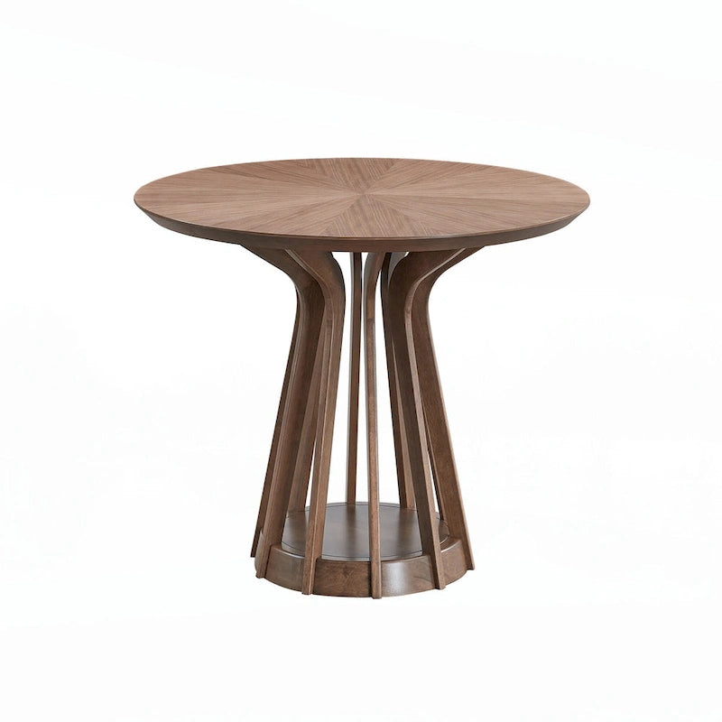 Walnut Finish Round Dining Table