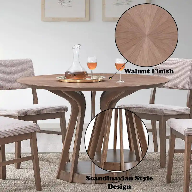 Table à manger ronde au fini noyer