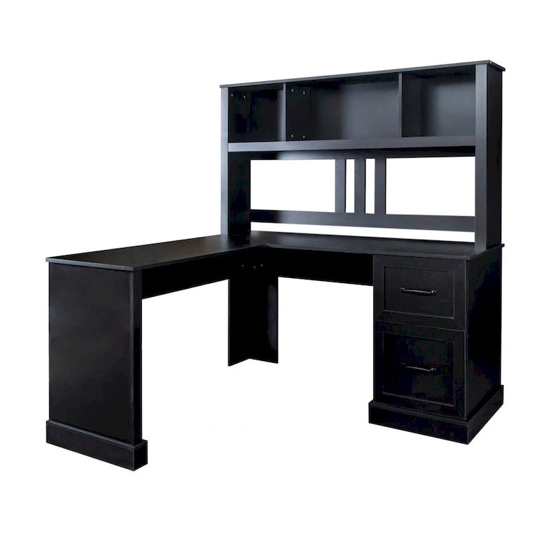 Bureau d'ordinateur moderne avec rangement à 2 niveaux, grands tiroirs et surface imperméable pour le bureau à domicile, le bureau ou le salon