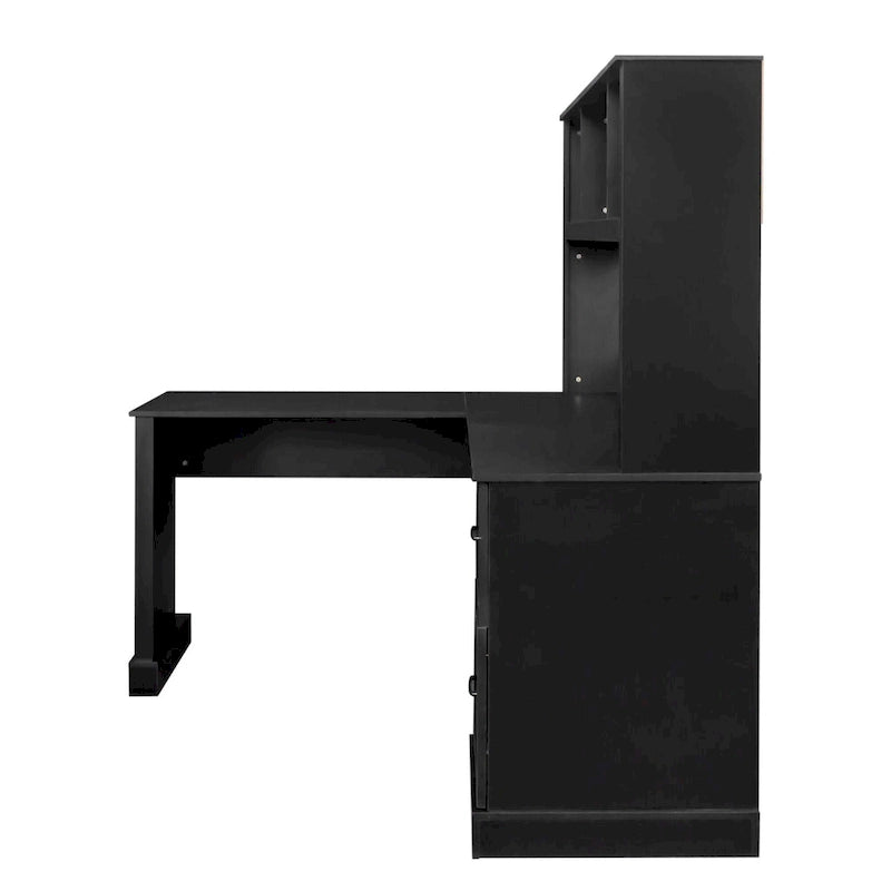 Bureau d'ordinateur moderne avec rangement à 2 niveaux, grands tiroirs et surface imperméable pour le bureau à domicile, le bureau ou le salon