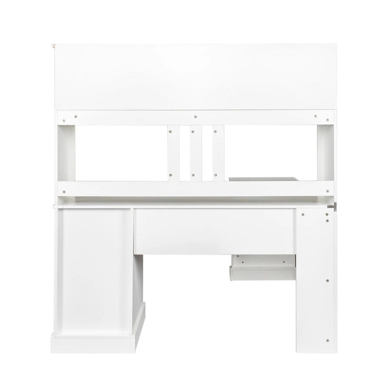 Bureau d'ordinateur moderne avec rangement à 2 niveaux, grands tiroirs et surface imperméable pour le bureau à domicile, le bureau ou le salon
