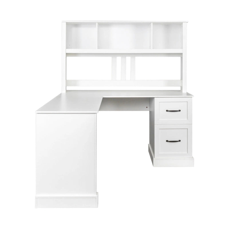 Bureau d'ordinateur moderne avec rangement à 2 niveaux, grands tiroirs et surface imperméable pour le bureau à domicile, le bureau ou le salon