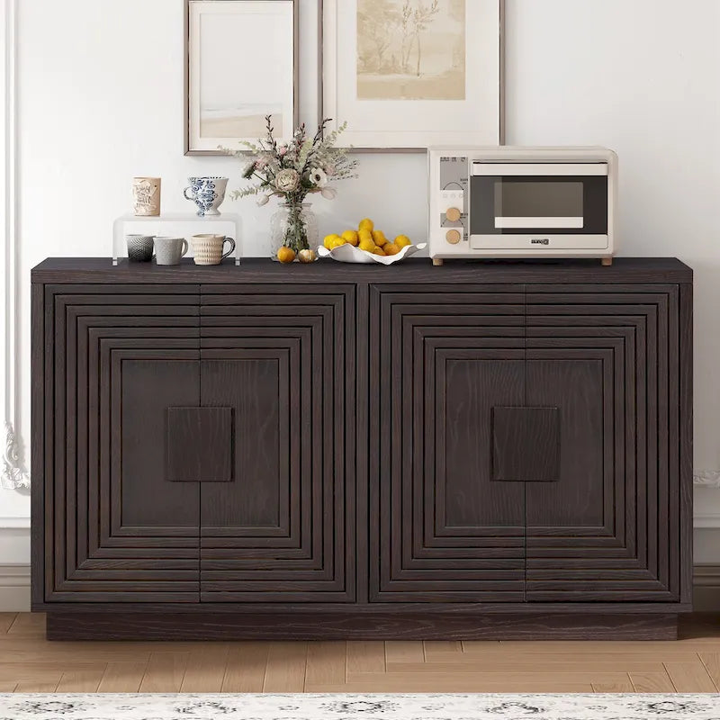 Buffet de salle à manger vintage 4 portes avec étagères réglables