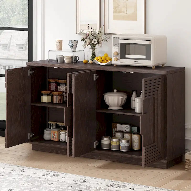 Buffet de salle à manger vintage 4 portes avec étagères réglables
