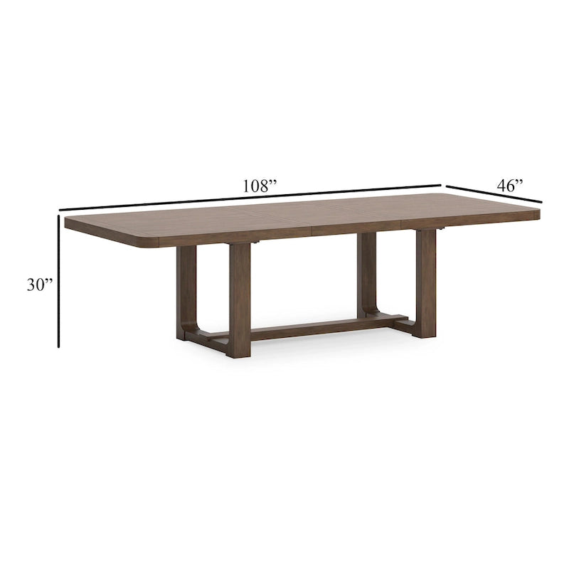 Table de salle à manger, plateau extensible de 84 à 108 pouces, bois marron style ferme