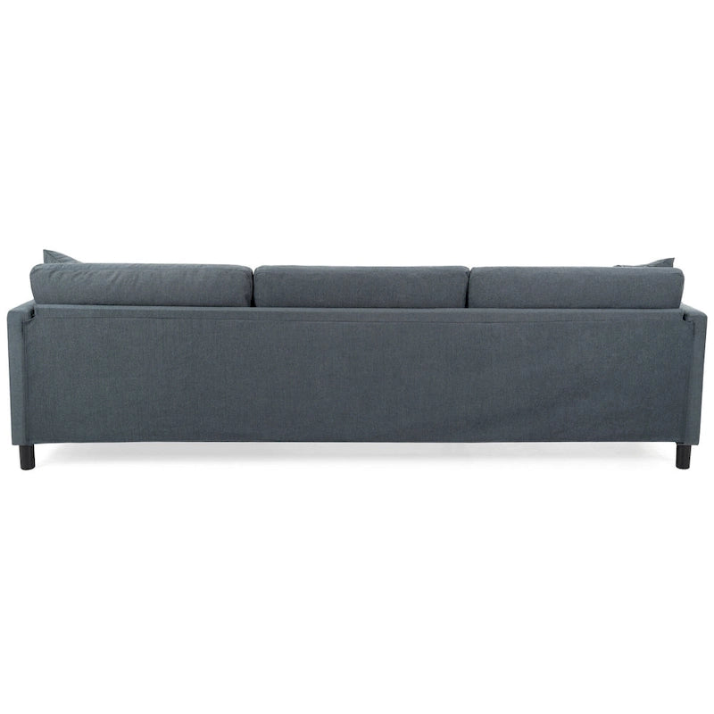 Canapé d'angle 4 places gris 107.87 avec coussins amovibles, pouf mobile et sac de rangement pour accoudoir