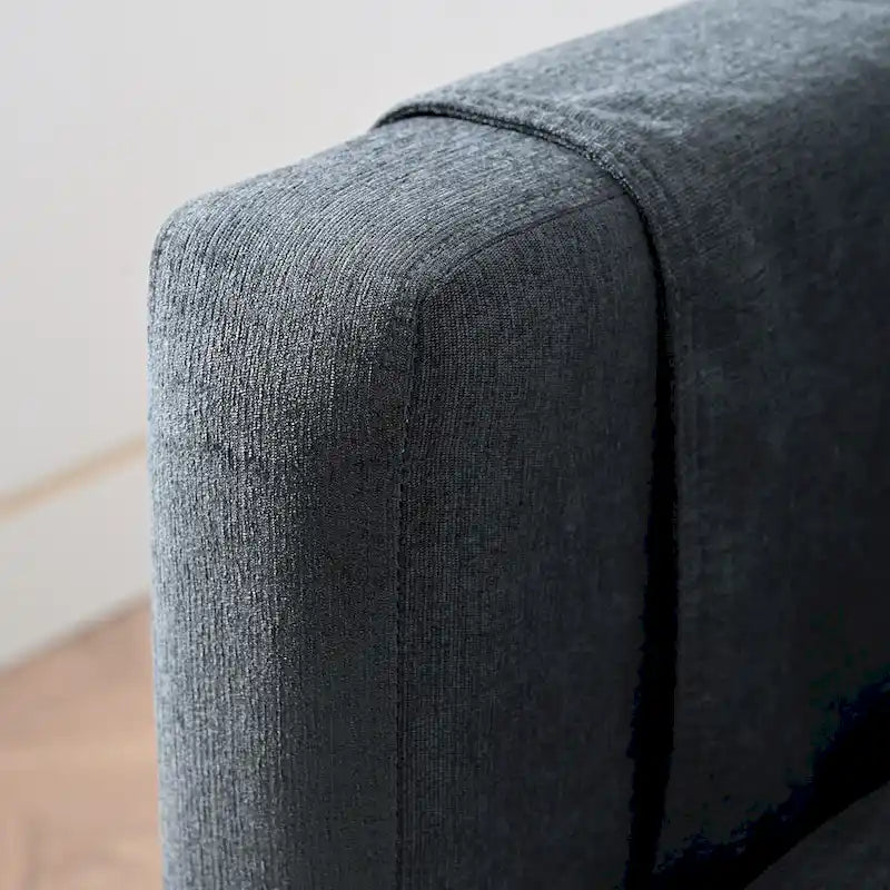 Canapé d'angle 4 places gris 107.87 avec coussins amovibles, pouf mobile et sac de rangement pour accoudoir