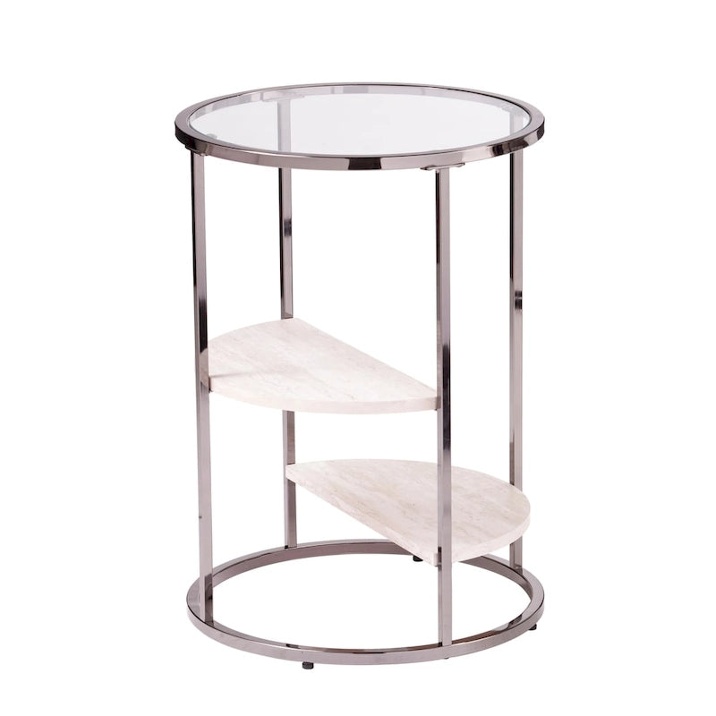 Table d'appoint ronde avec plateau imitation pierre