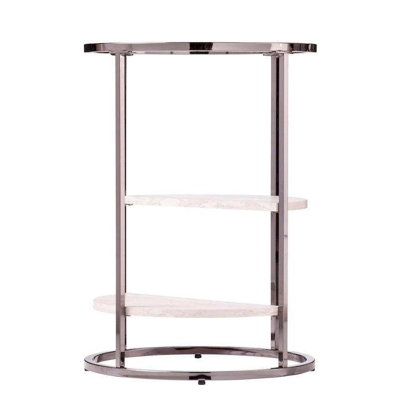 Table d'appoint ronde avec plateau imitation pierre