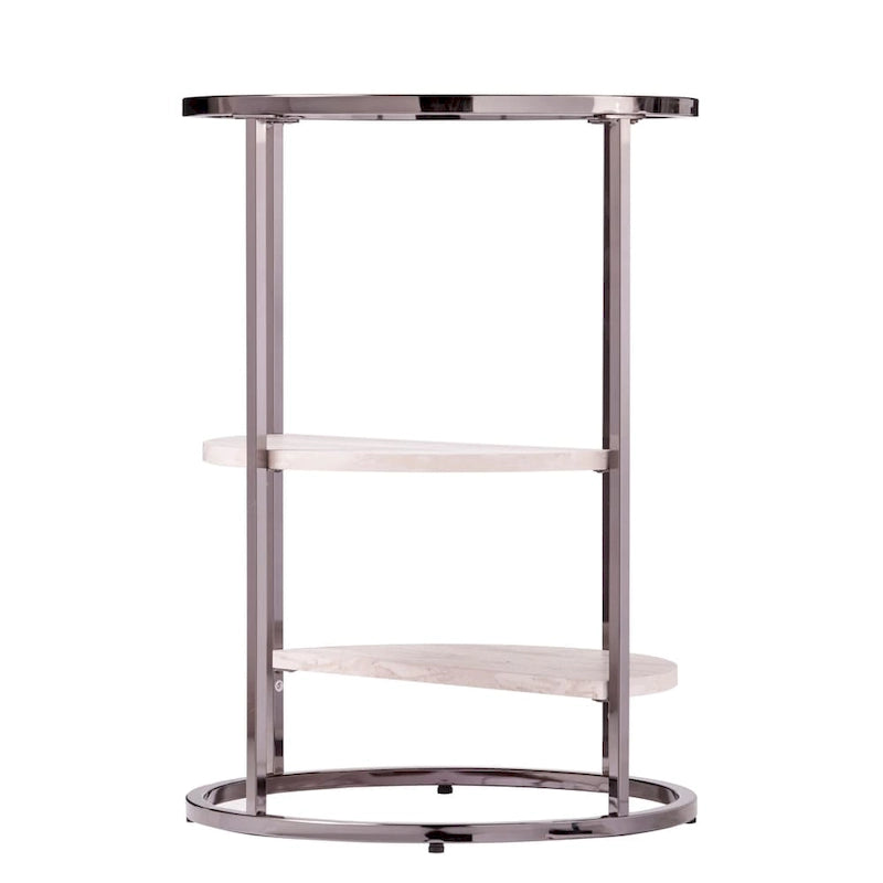Table d'appoint ronde avec plateau imitation pierre