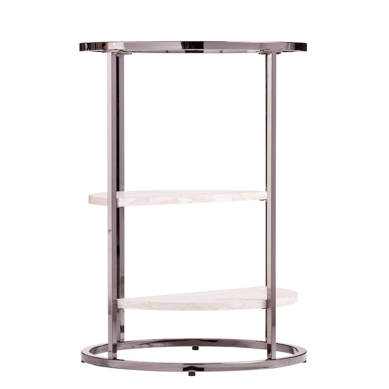 Table d'appoint ronde avec plateau imitation pierre