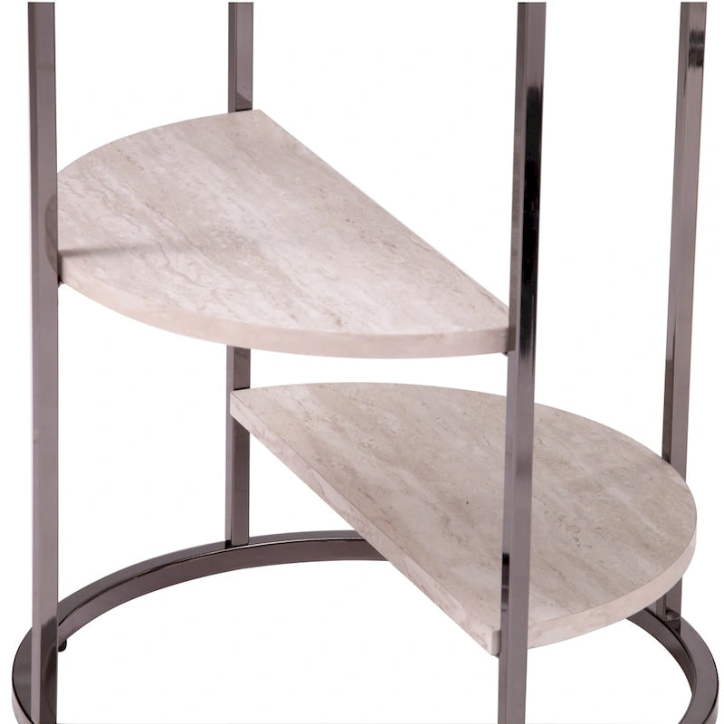 Table d'appoint ronde avec plateau imitation pierre
