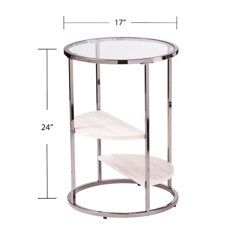 Table d'appoint ronde avec plateau imitation pierre