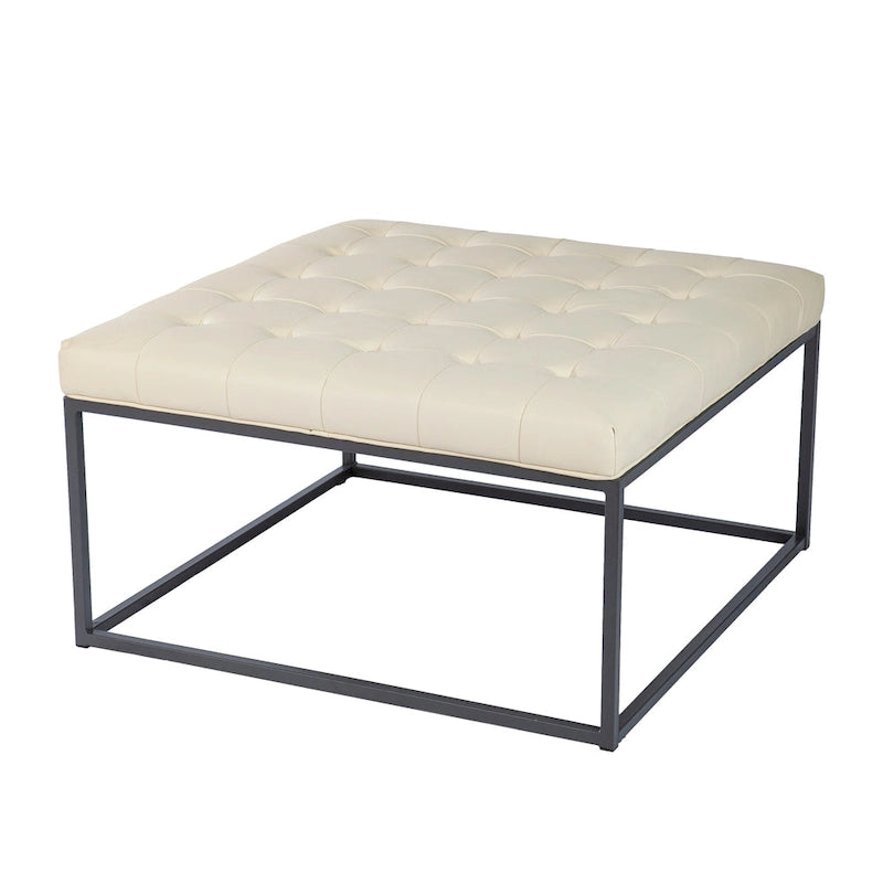 Pouffe capitonné en similicuir