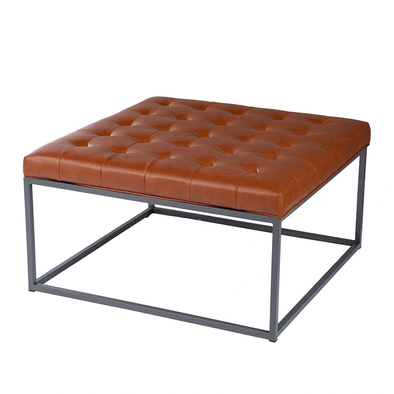 Pouffe capitonné en similicuir