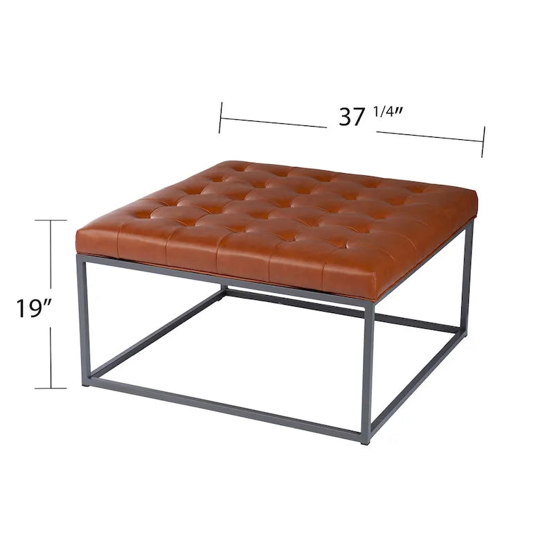 Pouffe capitonné en similicuir