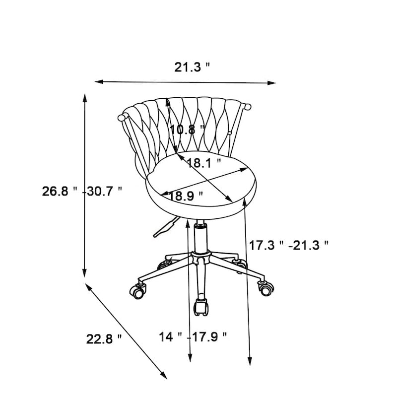 Fauteuils de bureau ergonomiques rembourrés avec roulettes pivotantes réglables