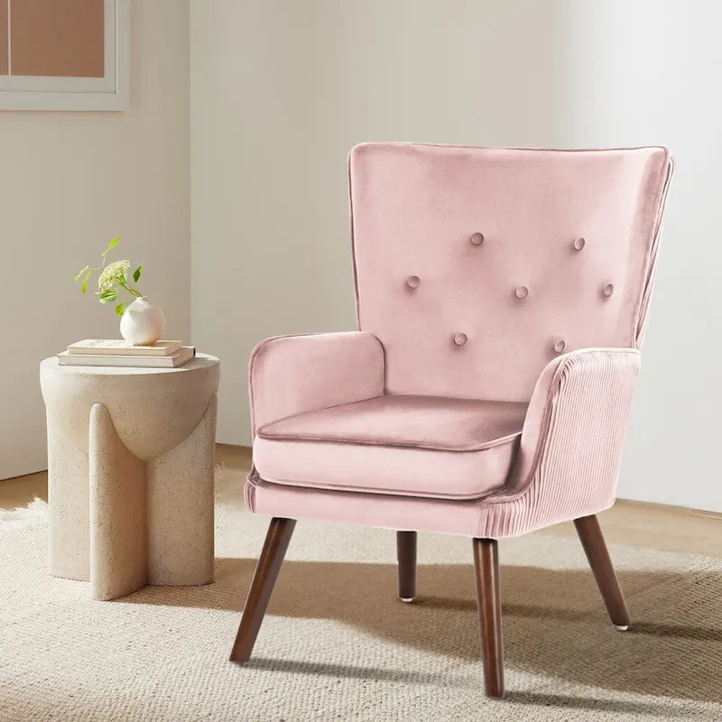 Fauteuil d'appoint contemporain en velours capitonné avec oreilles, lot de 2 - 36,6 H x 28 L x 28,4 P