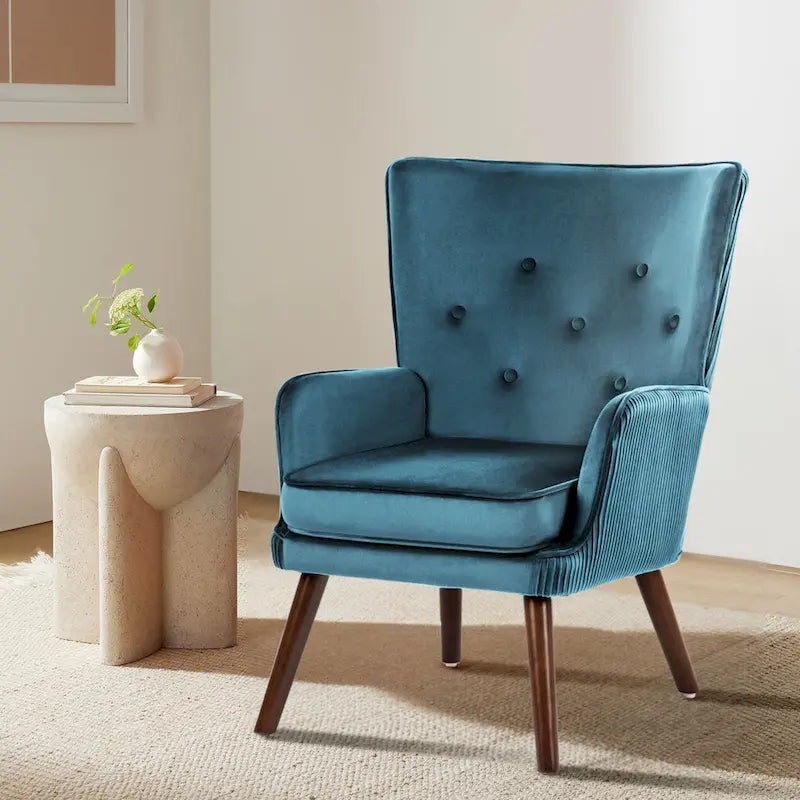 Fauteuil d'appoint contemporain en velours capitonné avec oreilles, lot de 2 - 36,6 H x 28 L x 28,4 P