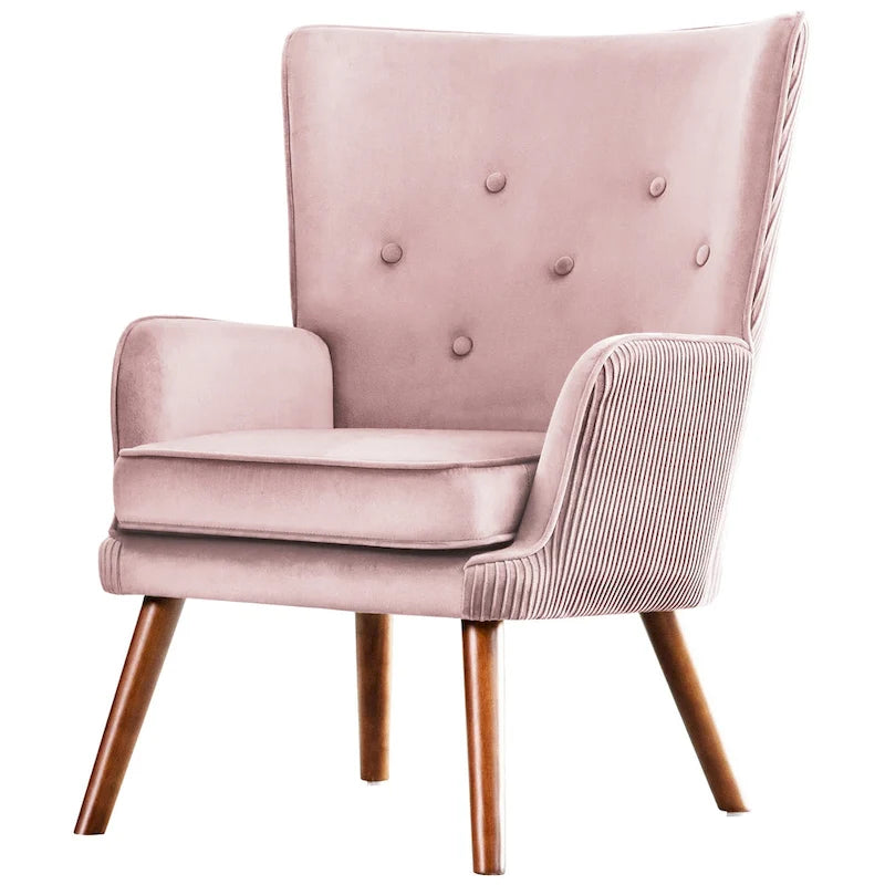 Fauteuil d'appoint contemporain en velours capitonné avec oreilles, lot de 2 - 36,6 H x 28 L x 28,4 P