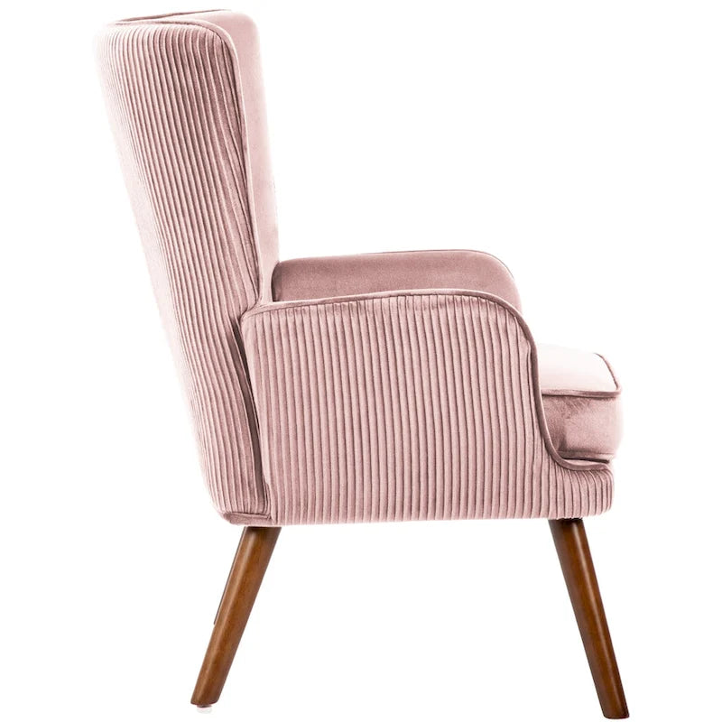 Fauteuil d'appoint contemporain en velours capitonné avec oreilles, lot de 2 - 36,6 H x 28 L x 28,4 P