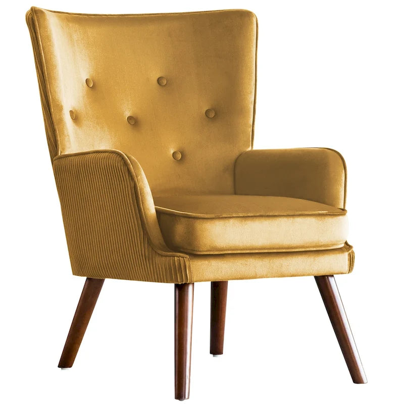 Fauteuil d'appoint contemporain en velours capitonné avec oreilles, lot de 2 - 36,6 H x 28 L x 28,4 P
