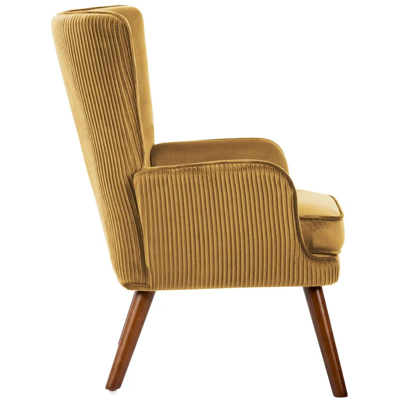 Fauteuil d'appoint contemporain en velours capitonné avec oreilles, lot de 2 - 36,6 H x 28 L x 28,4 P
