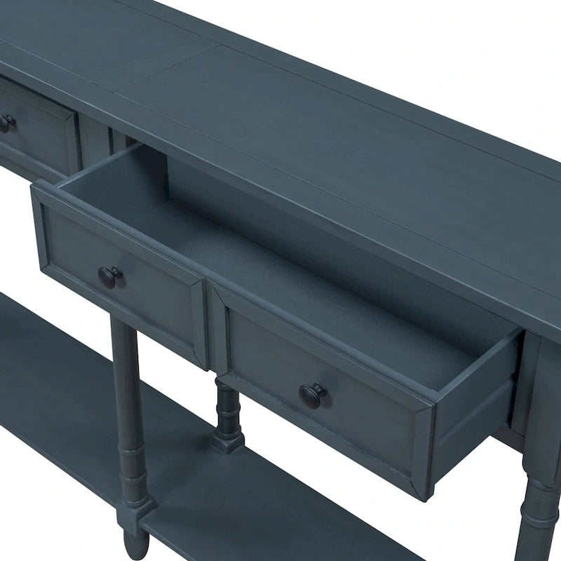 Console d'entrée avec deux tiroirs de rangement et une étagère inférieure