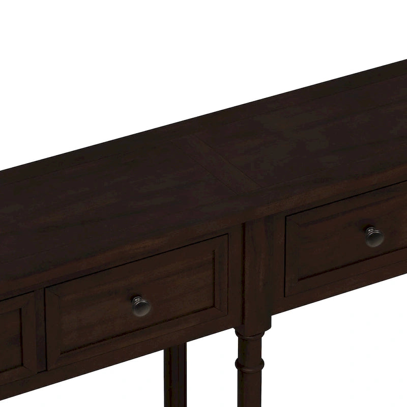 Console d'entrée avec deux tiroirs de rangement et une étagère inférieure