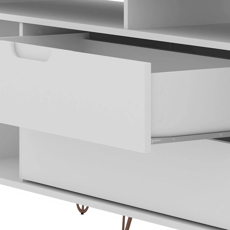 Meuble TV console Manhattan Comfort Rockefeller 62,99 po à pieds en métal