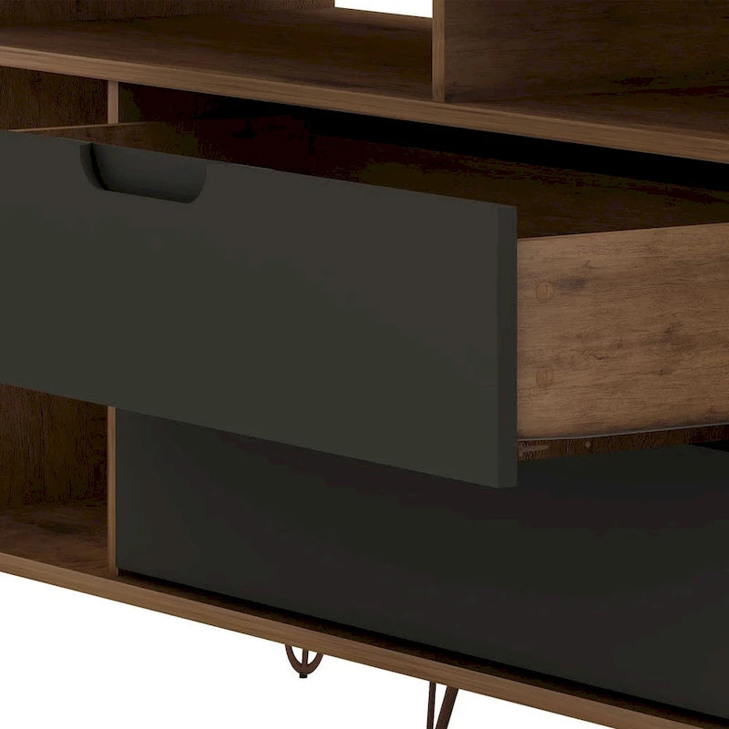 Meuble TV console Manhattan Comfort Rockefeller 62,99 po à pieds en métal